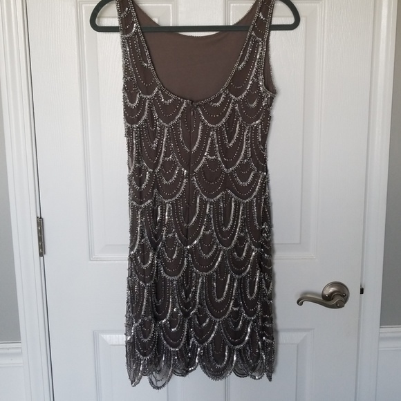 Pisarro Nights Beaded Seqiun Mesh Sheath Dress - Picture 2 of 8